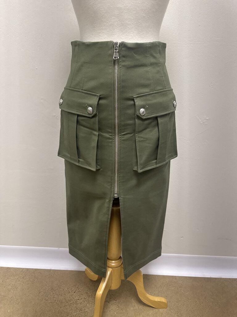 Veronica Beard Olive Front Pocket Skirt