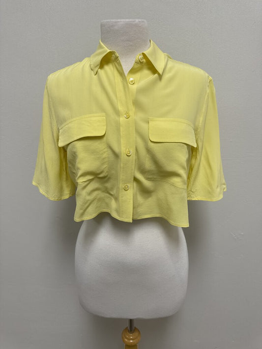 Equipment Femme Yellow Silk Cropped Top