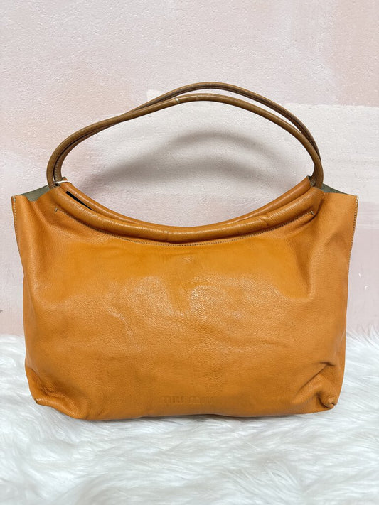 Miu Miu Orange Leather Sac a Main Tote