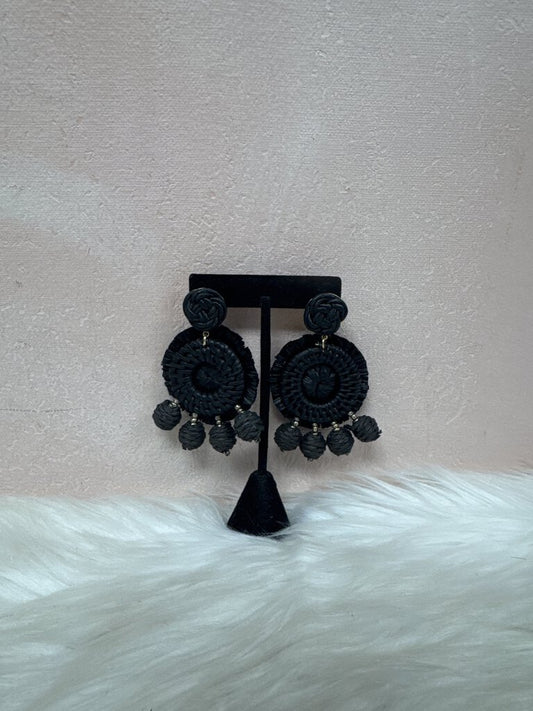 Black Raffia Dangle Earring