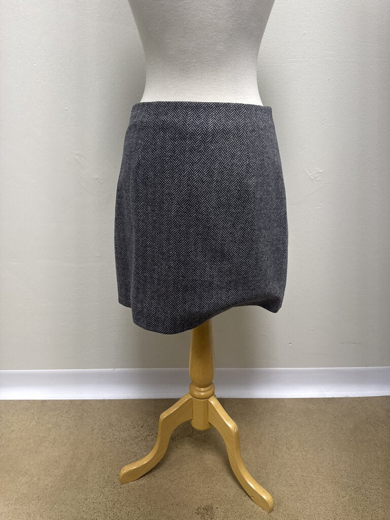 Theory Black and Tan Herringbone Mini Skirt