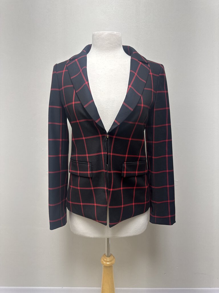 alice + olivia Black and Red Windowpane Blazer NWT