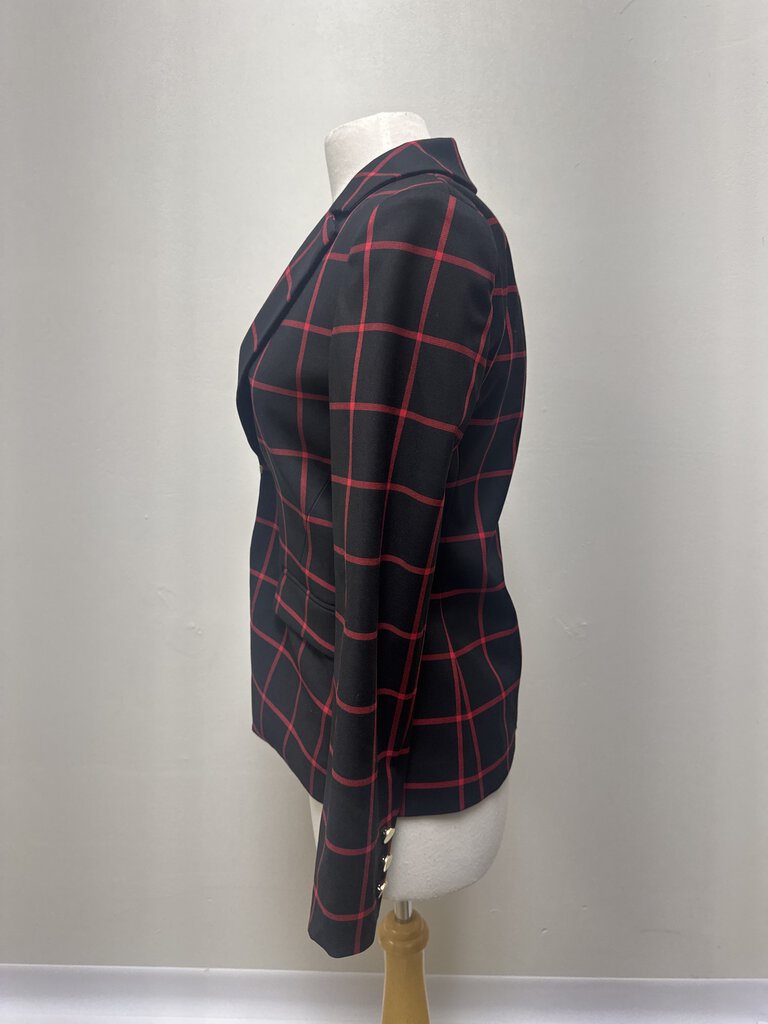 alice + olivia Black and Red Windowpane Blazer NWT