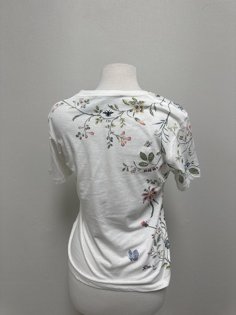 Dior White Floral Tee