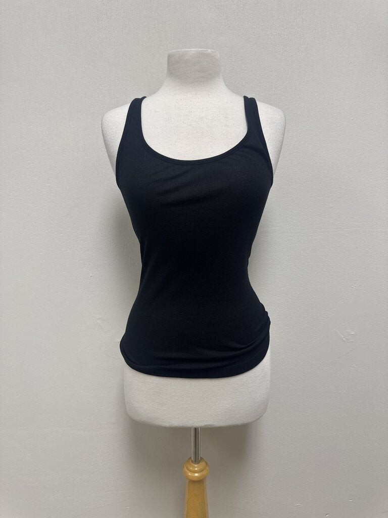 Vince Black Ribbed Tank