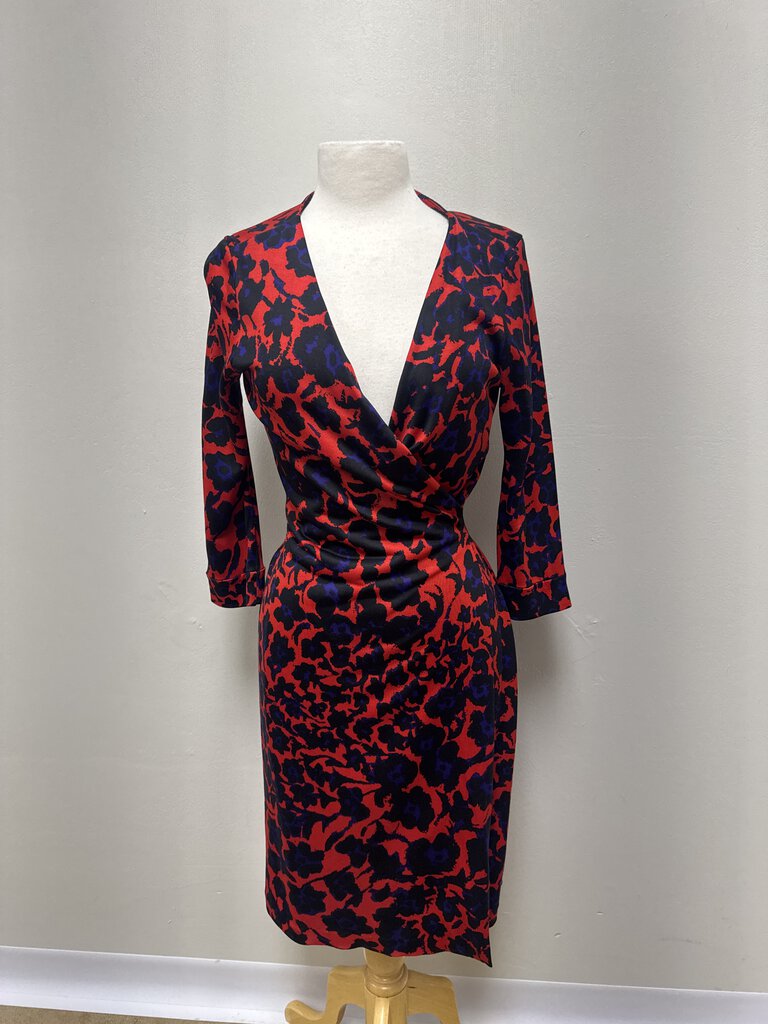 DVF Red Printed Wrap Dress