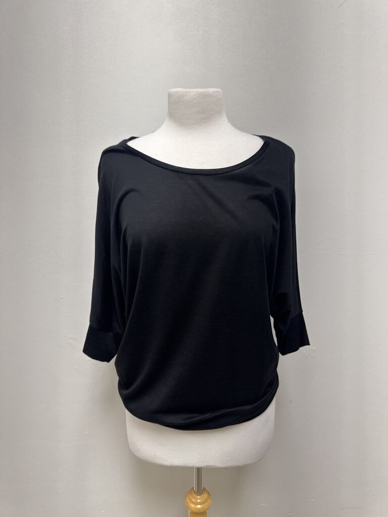 Eileen Fisher Black Banded Short Sleeve Tee