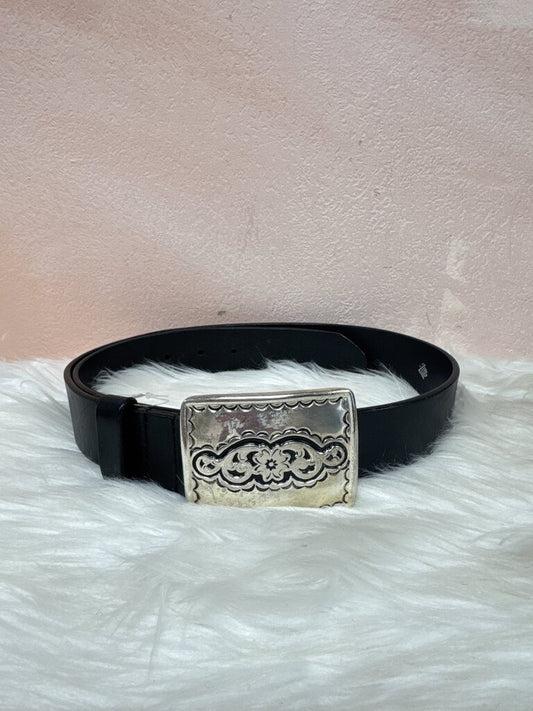 Silpada Black Leather and Silver Buckle Belte