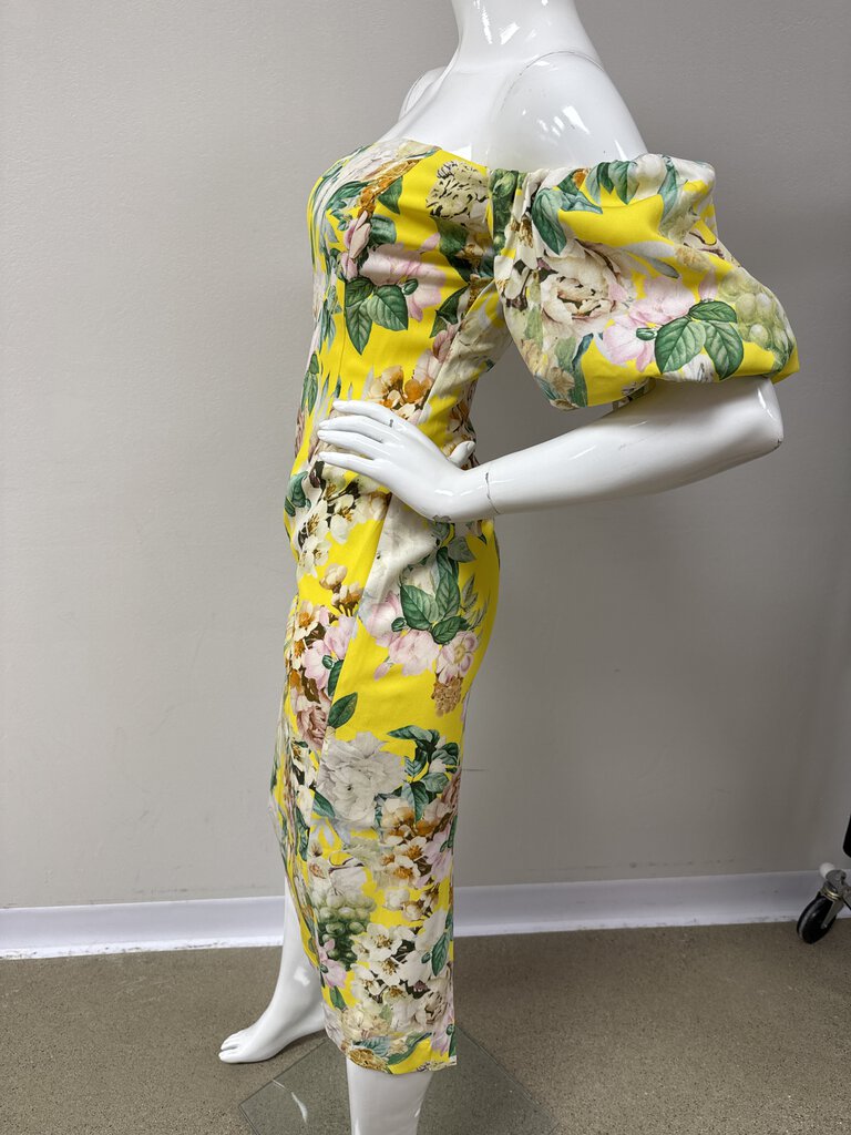 Cara Cara Yellow Floral Puff Sleeve Dress