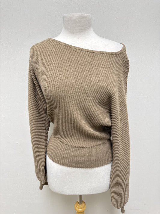 L'Academie Tan Ribbed Sweater