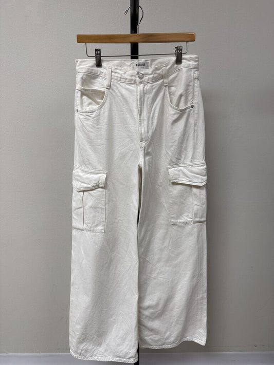 AGOLDE White Straight Wide Leg Cargo Jean