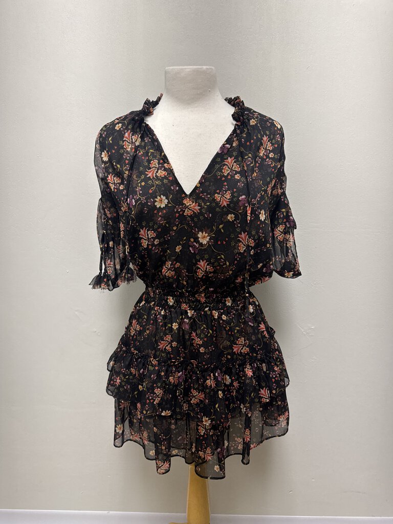 Misa Black Floral Mini Dress