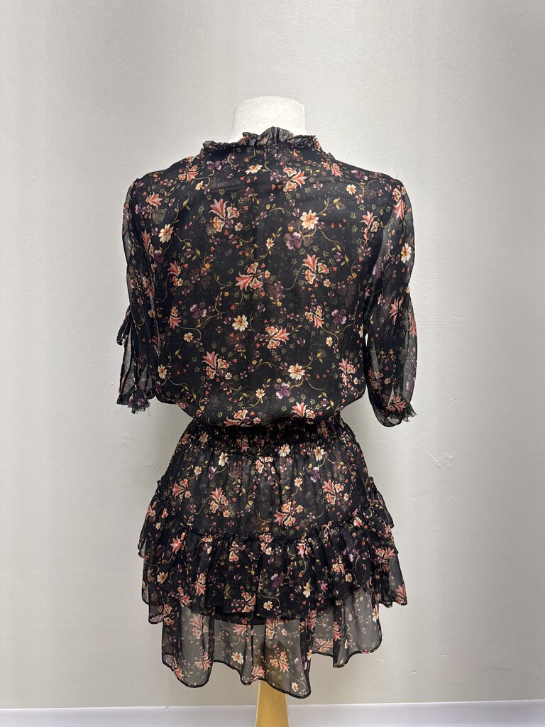 Misa Black Floral Mini Dress