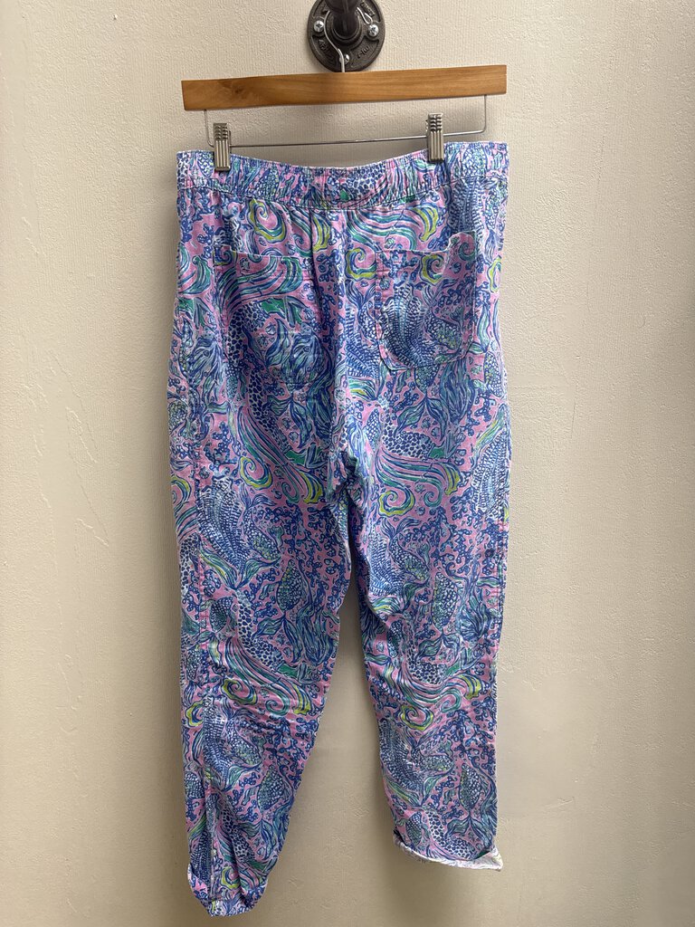 Lilly Pulitzer Blue Mermaid Print Linen Pant