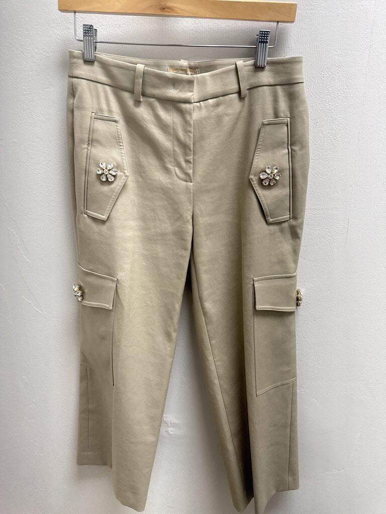 Michael Kors Collection Tan Embellished Cargo Pant