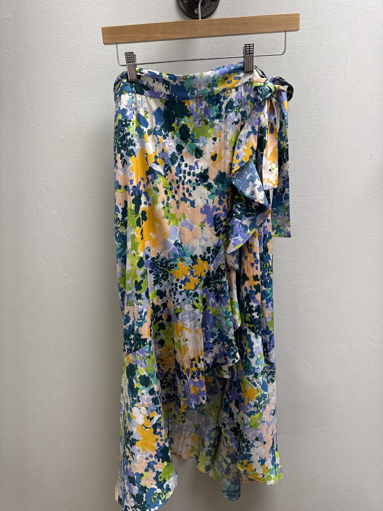 Maeve Blue Floral Wrap Skirt