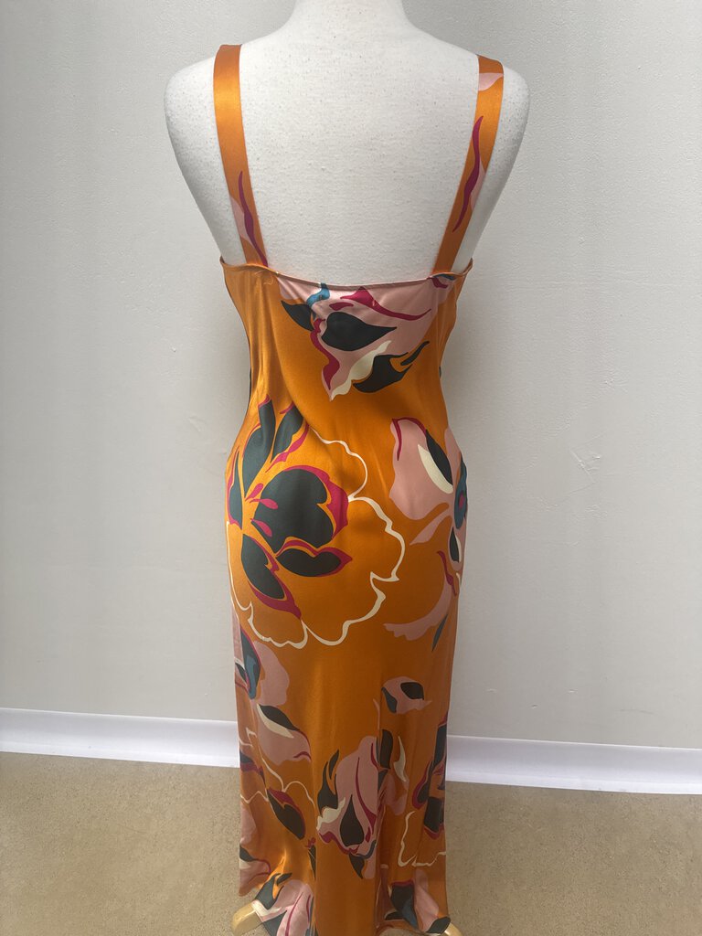 Reformation Orange Floral Silk Slip Dress