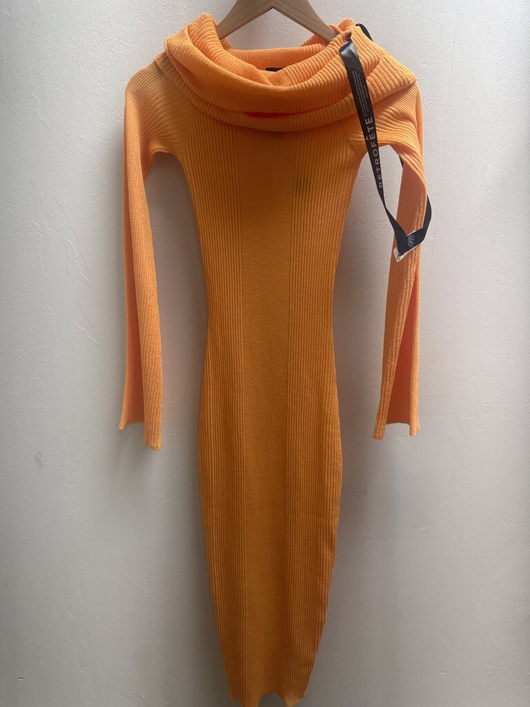 Ser.O.Ya Orange Ribbed Cowl Neck Dress