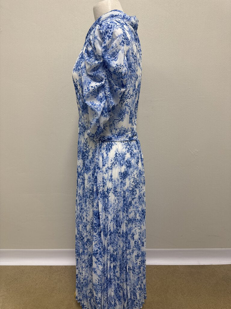 ML Monique Lhuillier Blue Floral Maxi Dress