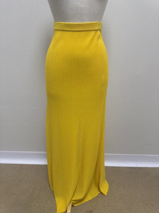 Gabriela Hearst Yellow Ribbed Skirt