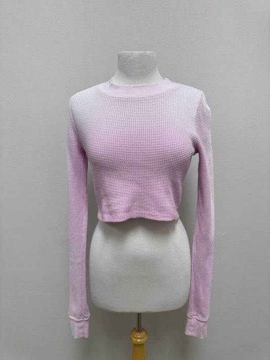 Cotton Citizen Pink Ombre Waffle Cropped Tee