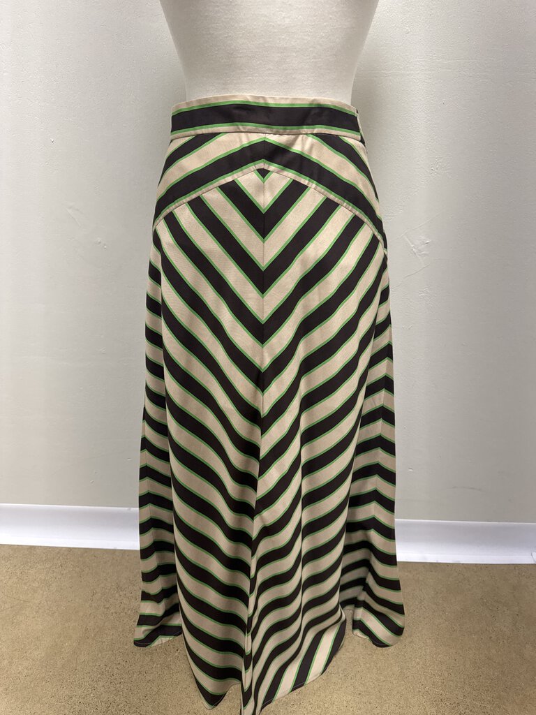 MSGM Brown and Green Chevron Maxi Skirt