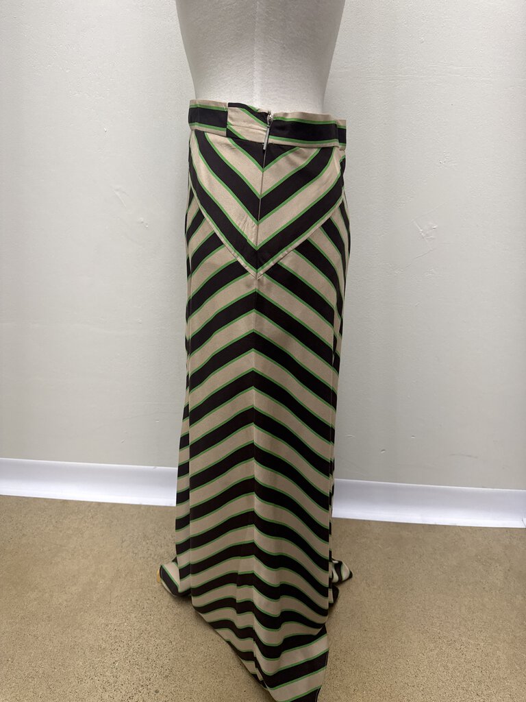 MSGM Brown and Green Chevron Maxi Skirt