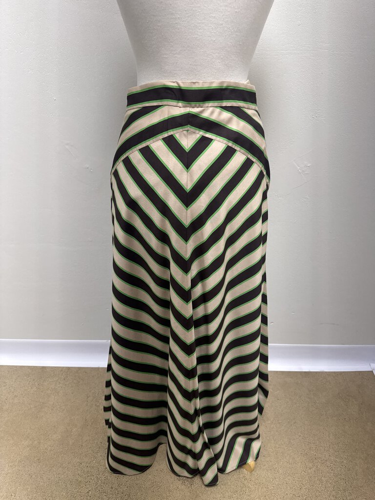 MSGM Brown and Green Chevron Maxi Skirt