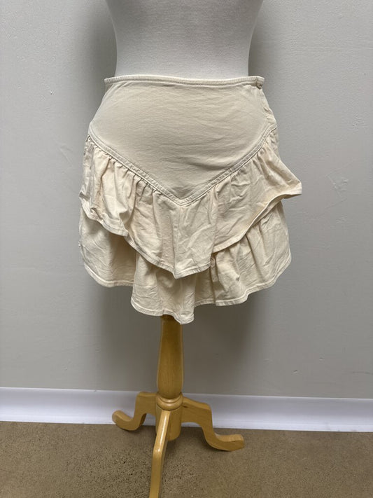 Mother Cream Denim Mini Skirt