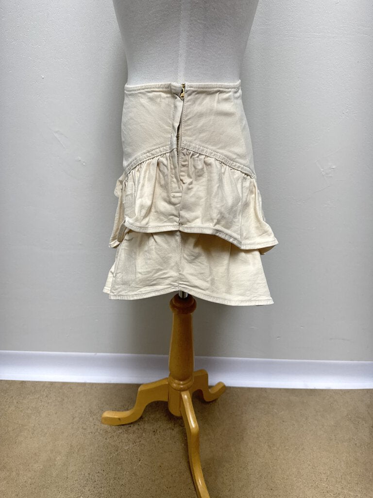 Mother Cream Denim Mini Skirt