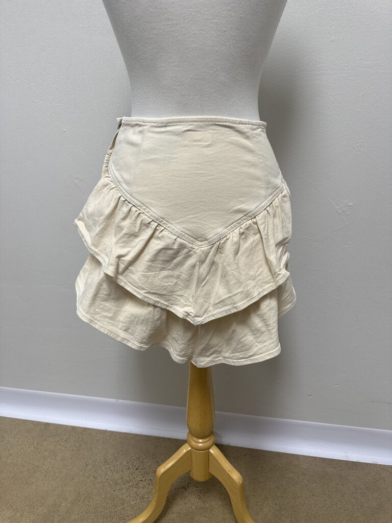 Mother Cream Denim Mini Skirt