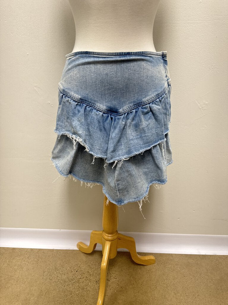 Mother Blue Denim Mini Skirt