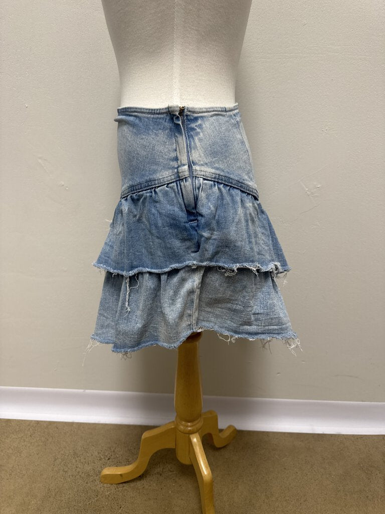 Mother Blue Denim Mini Skirt