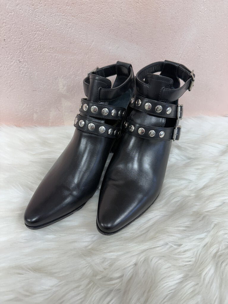 YSL Black Studded Strap Bootie