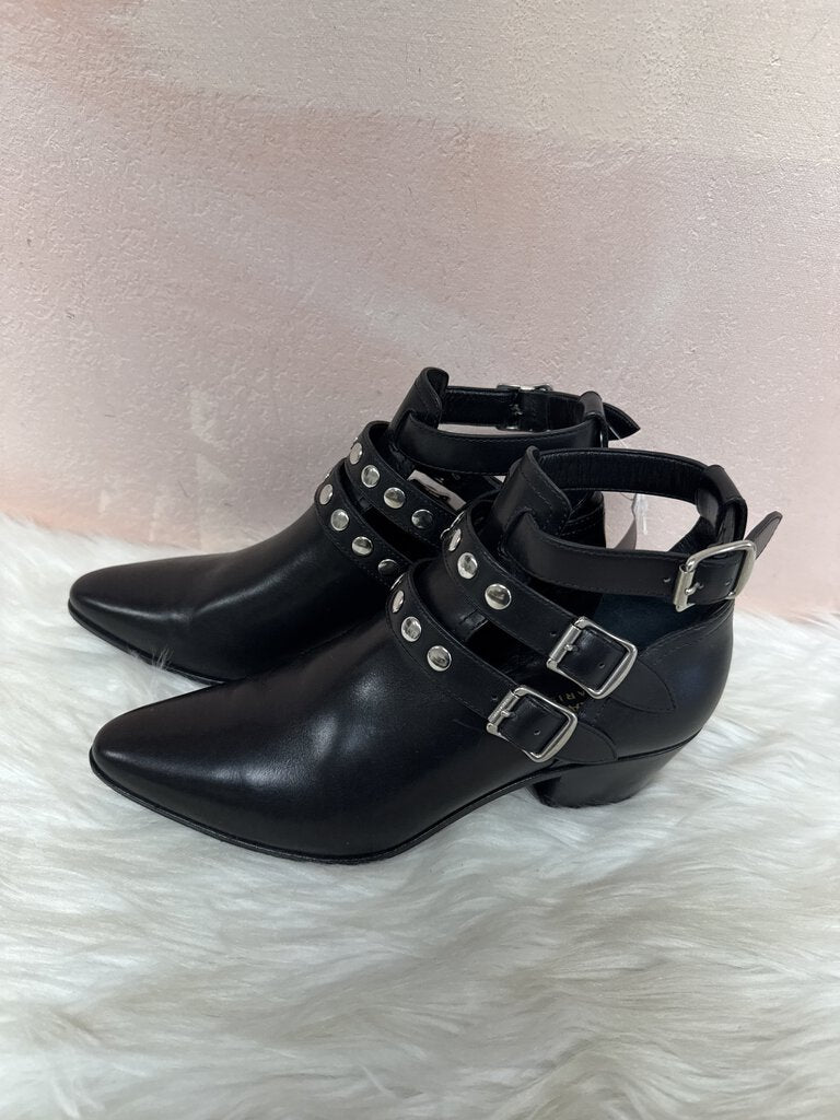 YSL Black Studded Strap Bootie