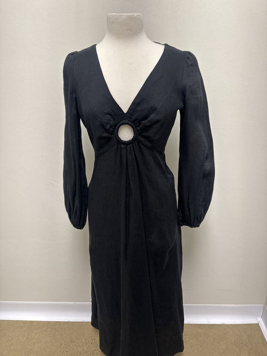 Zimmermann Black Linen Keyhole Maxi Dress