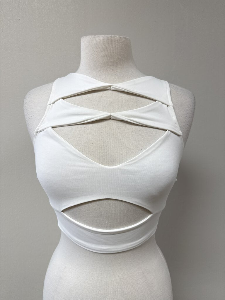 Meshki Cream Cut Out Top NWT