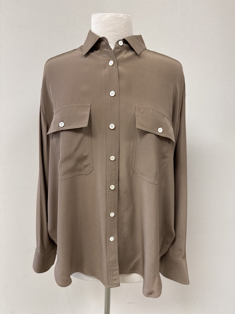 AYR Brown Silk Camp Shirt