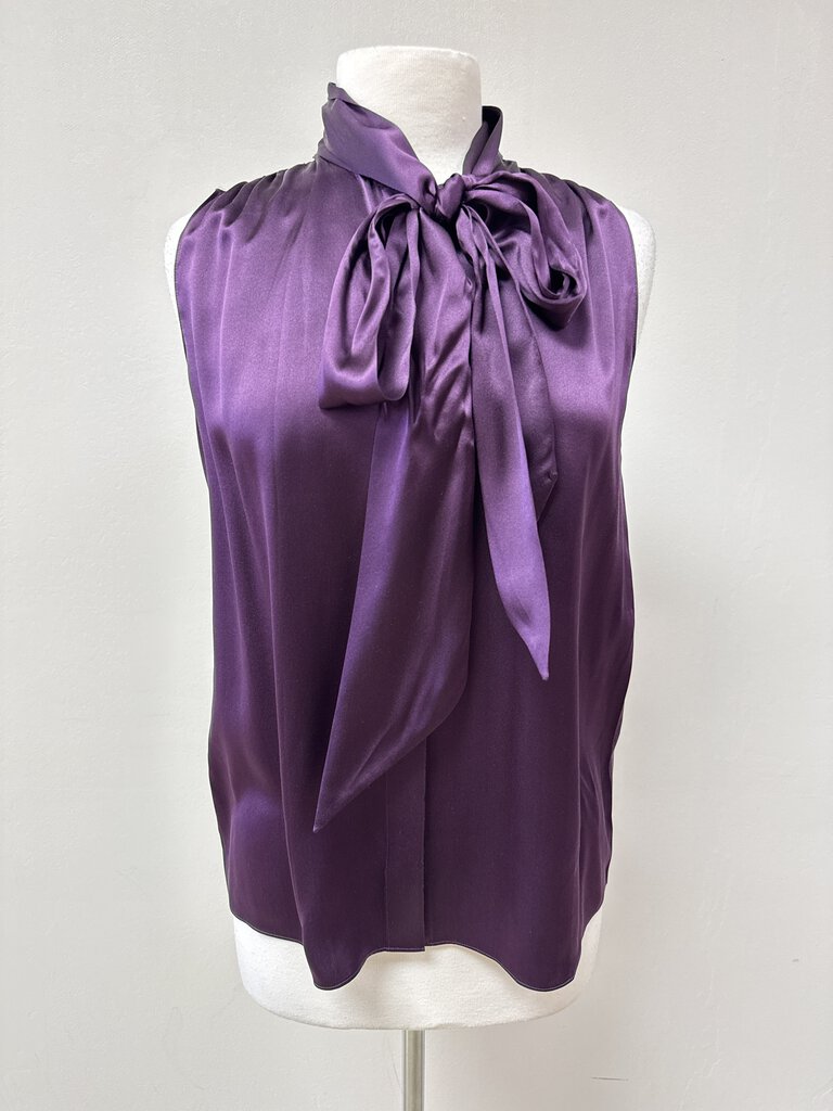 Frame Purple Tie Front Sleeveless Top