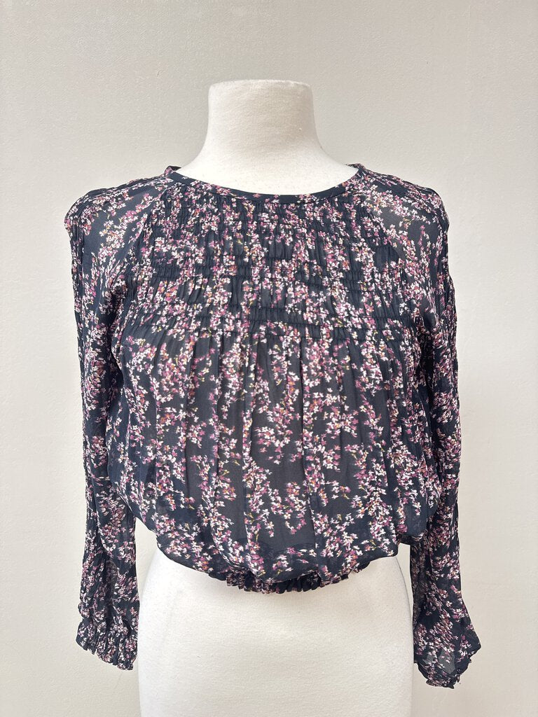 rag & bone Purple Floral Smocked Blouse