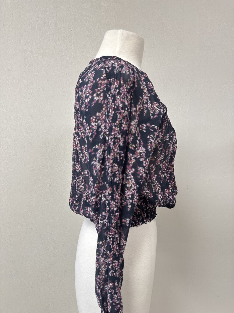 rag & bone Purple Floral Smocked Blouse