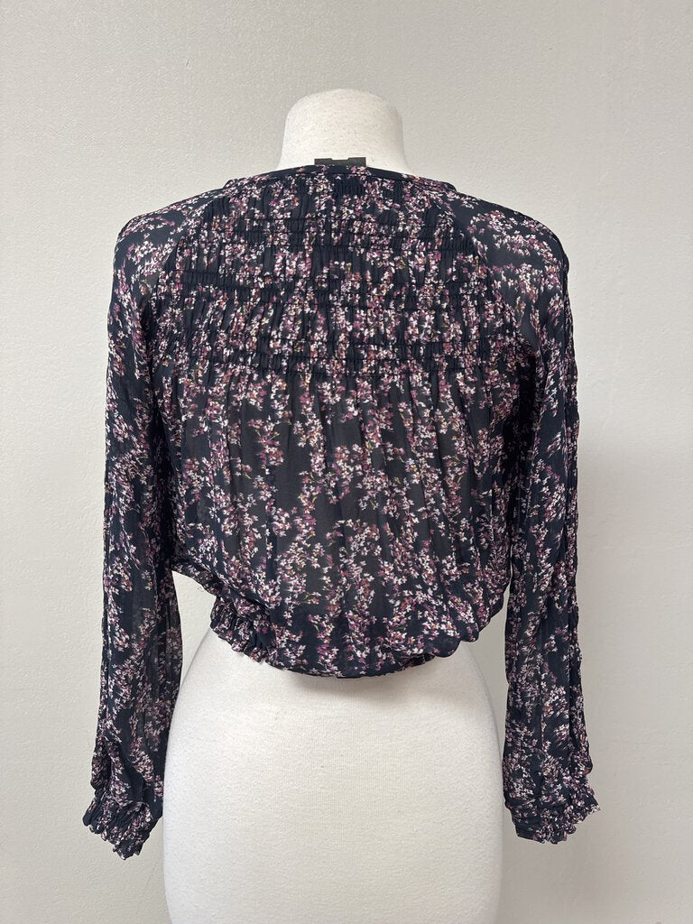 rag & bone Purple Floral Smocked Blouse