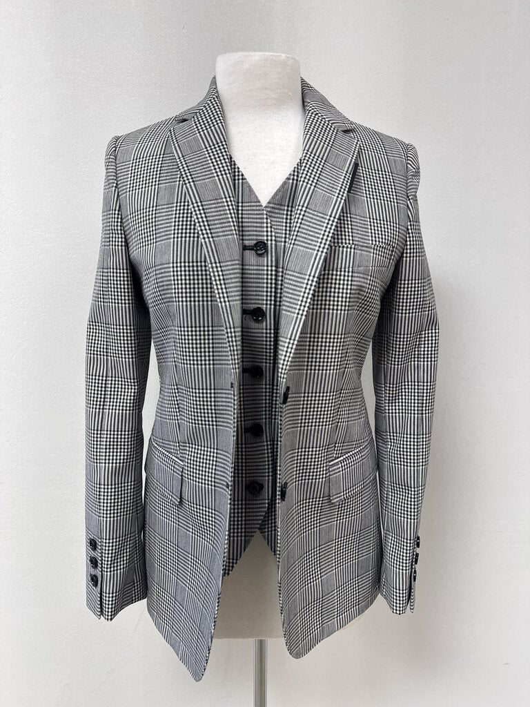 Burberry Black Glen Plaid Blazer w/Built In Vest NWT