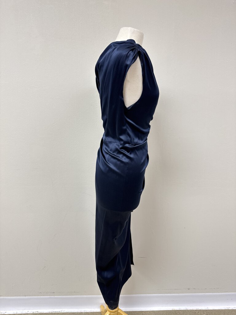 Veronica Beard Navy Silk Ruched Dress NWT