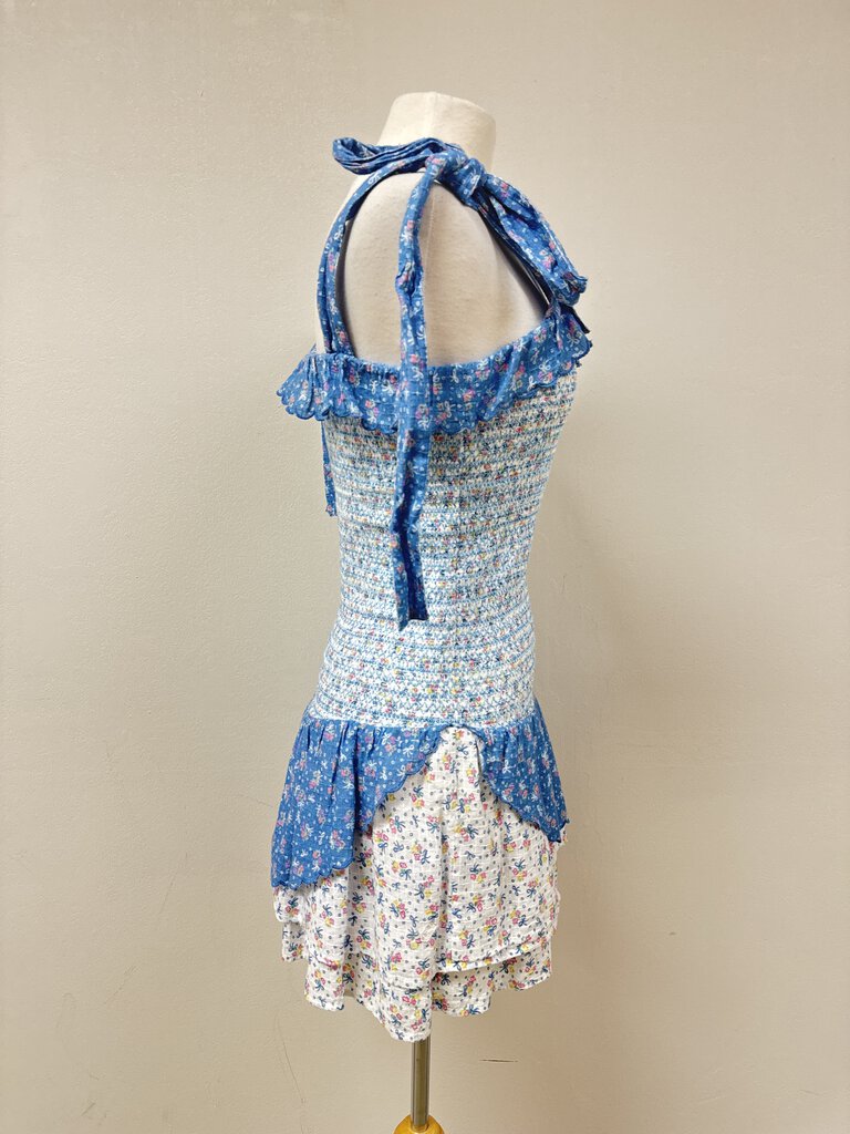 LoveShackFancy Blue Smocked Mini Strap