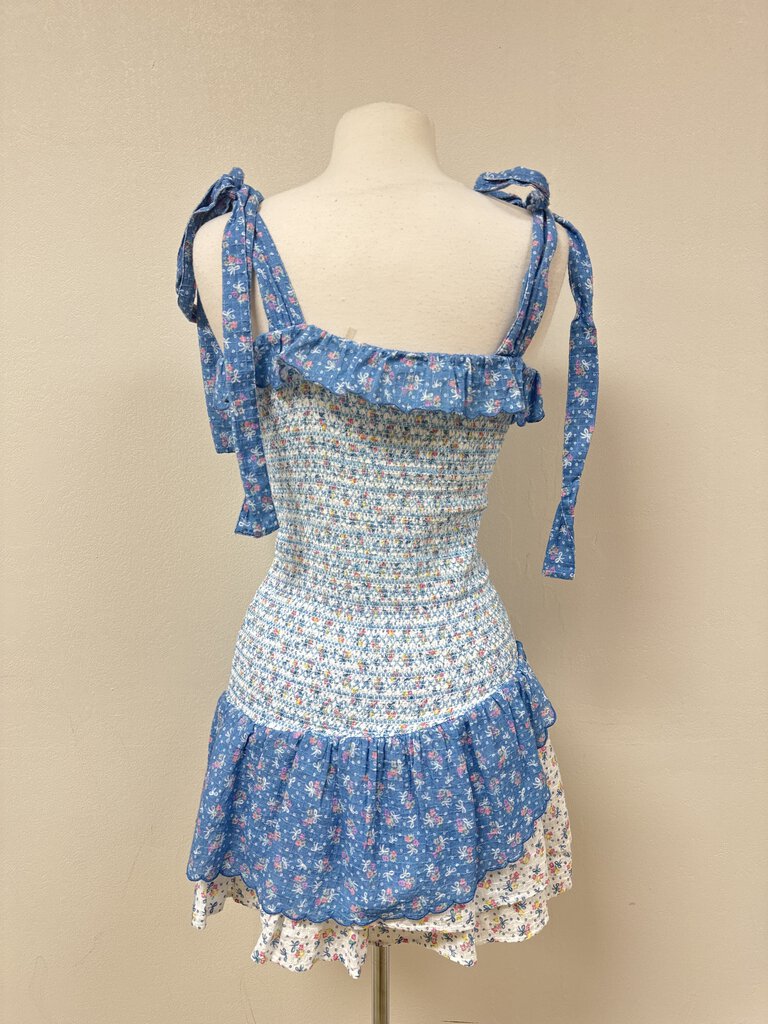 LoveShackFancy Blue Smocked Mini Strap