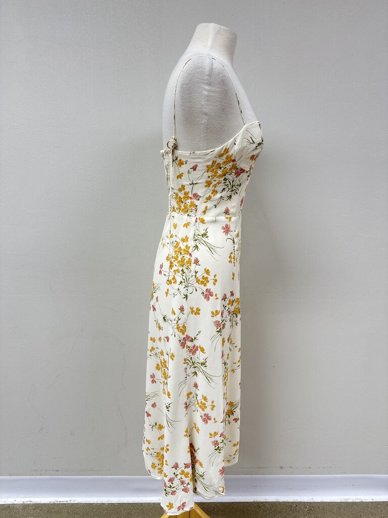 Reformation Cream Floral Bustier Dress