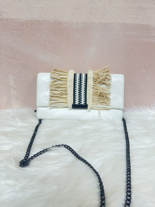 Loeffler Randall Cream Fringe Clutch (As Is)