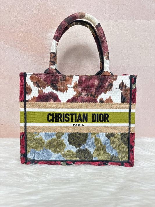 Dior Canvas Embroidered Floral Small Book Tote