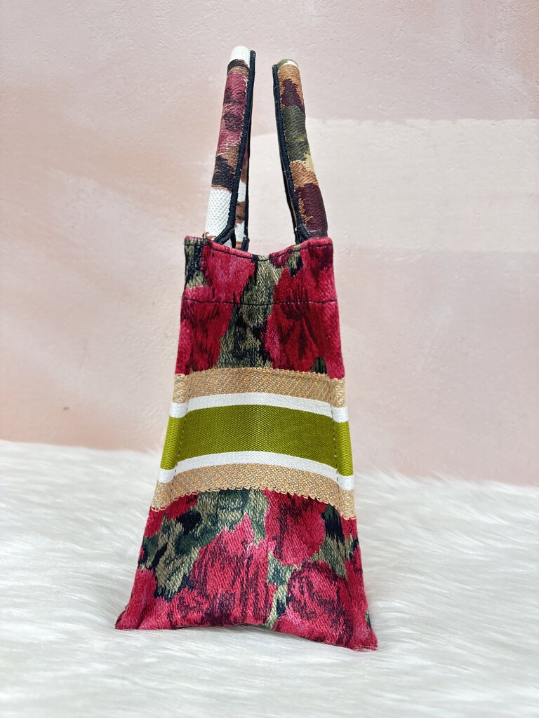 Dior Canvas Embroidered Floral Small Book Tote